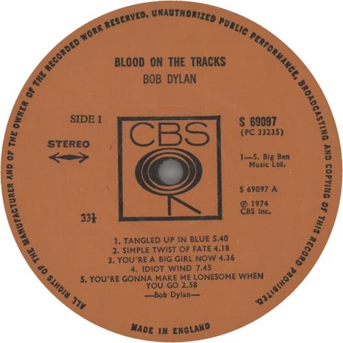 Bob Dylan Blood On The Tracks - 1st UK vinyl LP album (LP record